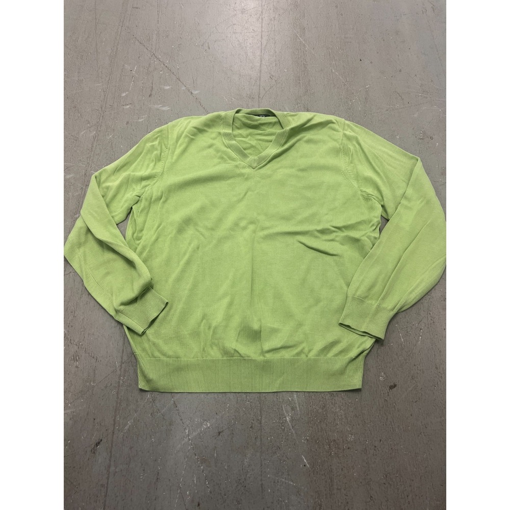 Brooks Brothers Sweater Mens Large Green Silk Blend Chunky Knit V-Neck Golf Wear